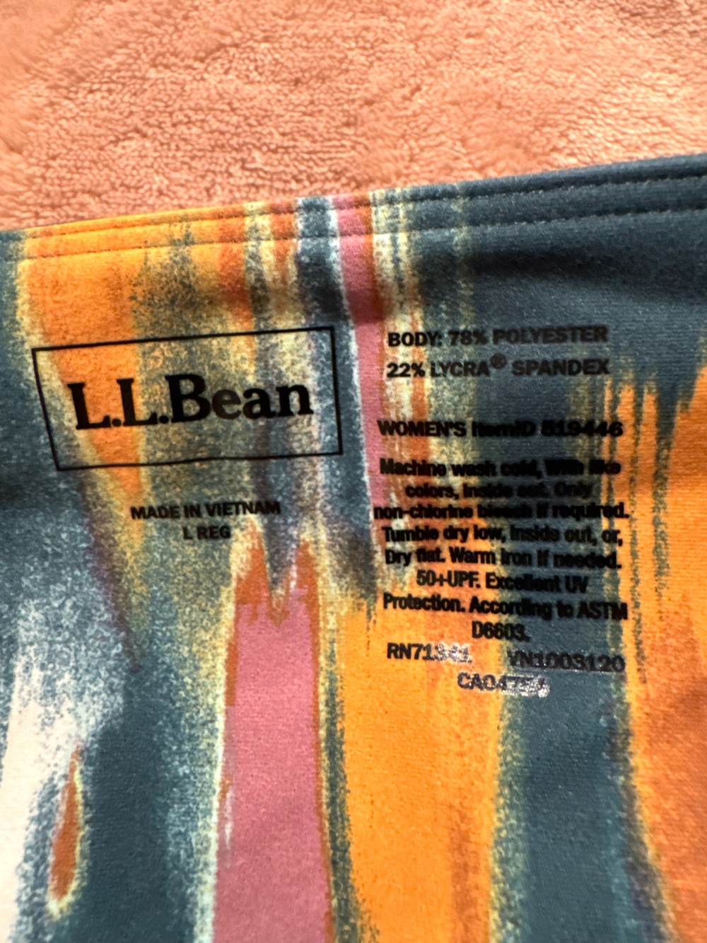 NWT L.L. Bean Everyday Performance High Rise Pocket Leggings, Teal Print, Size L - Picture 3 of 6